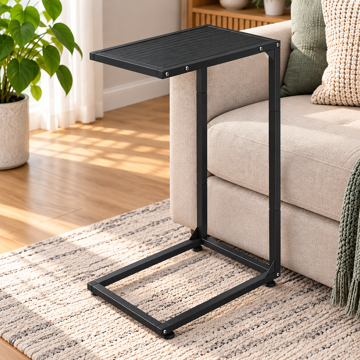 Slim C-Shaped Sofa Side Table