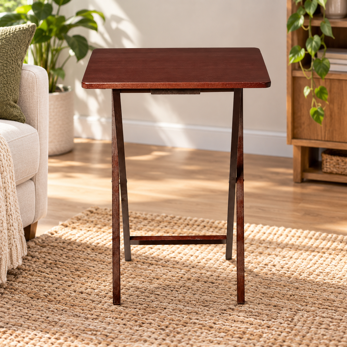 Natural Wood Folding Tray Table