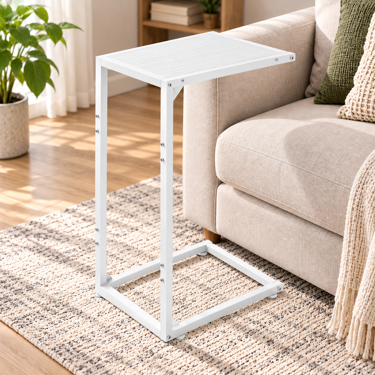 Slim C-Shaped Sofa Side Table
