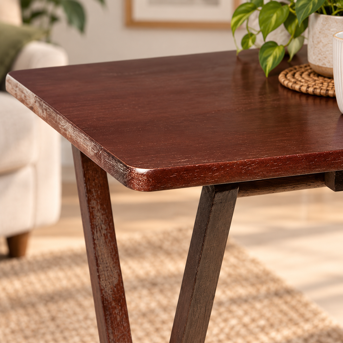 Natural Wood Folding Tray Table