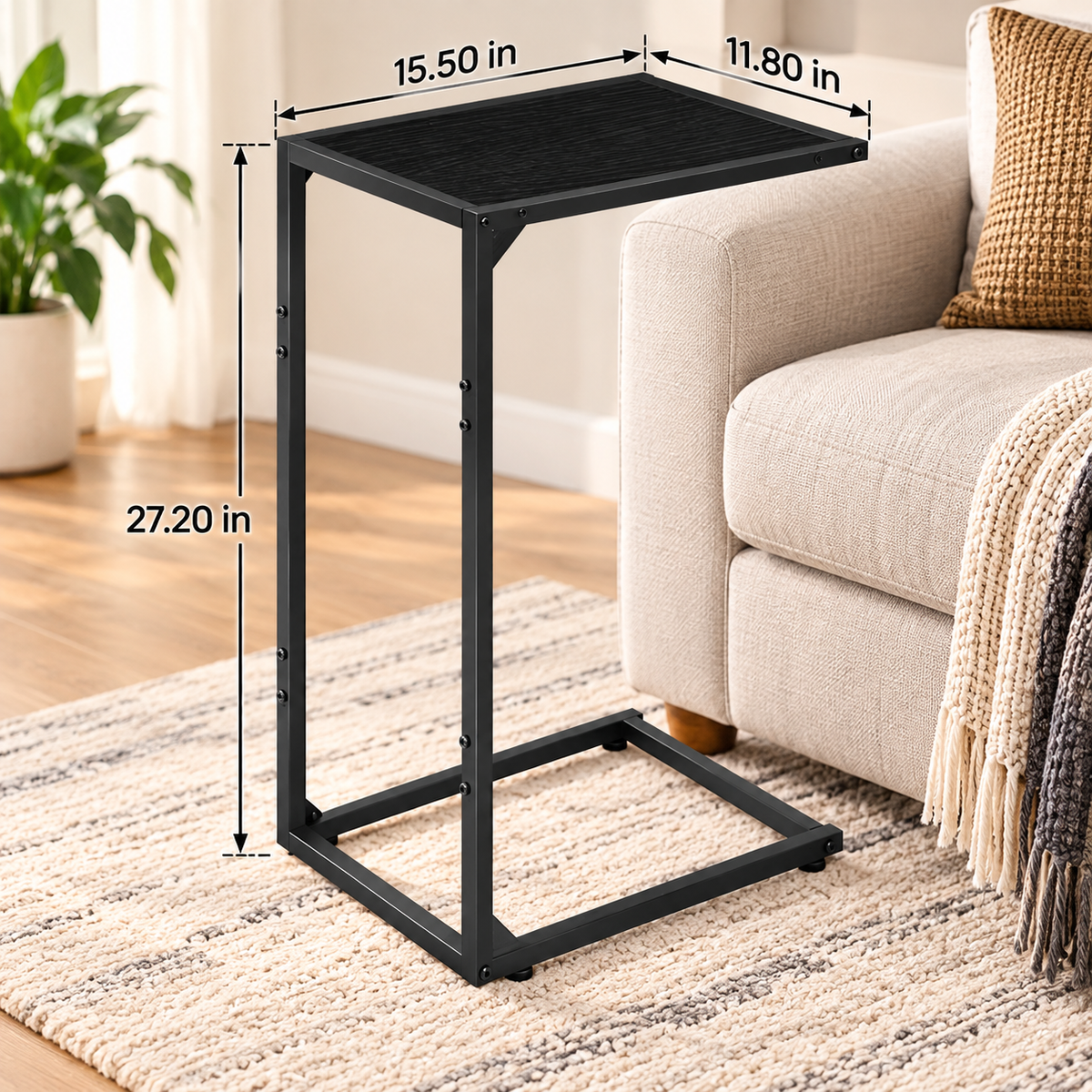 Slim C-Shaped Sofa Side Table