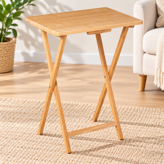 Natural Wood Folding Tray Table