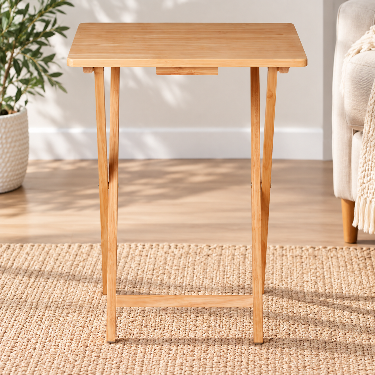 Natural Wood Folding Tray Table