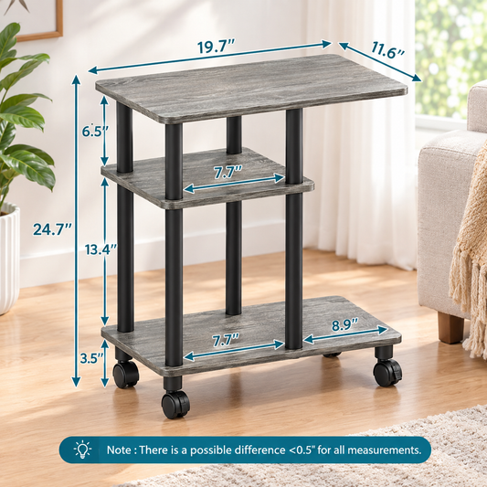 Rolling Sofa Side Storage Table