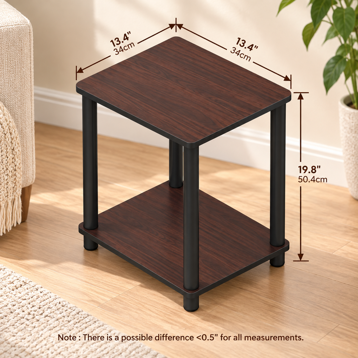 Compact 2-Tier Sofa Side Table