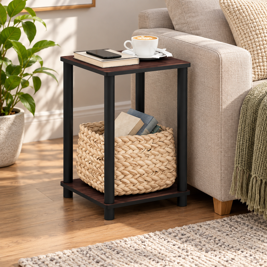 Compact 2-Tier Sofa Side Table