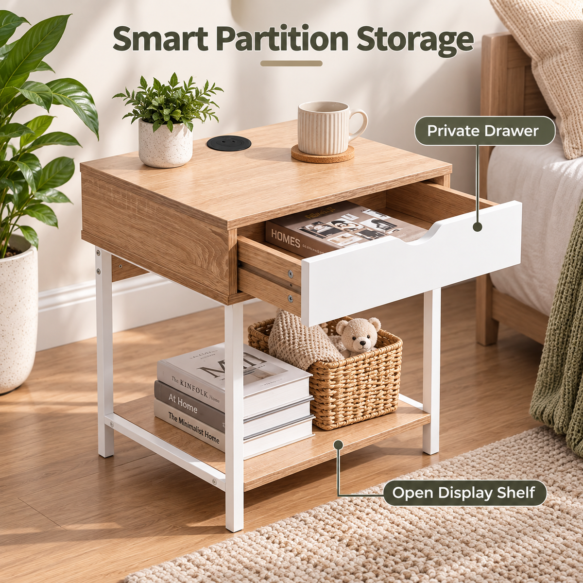 Modern Sofa Side Storage Table