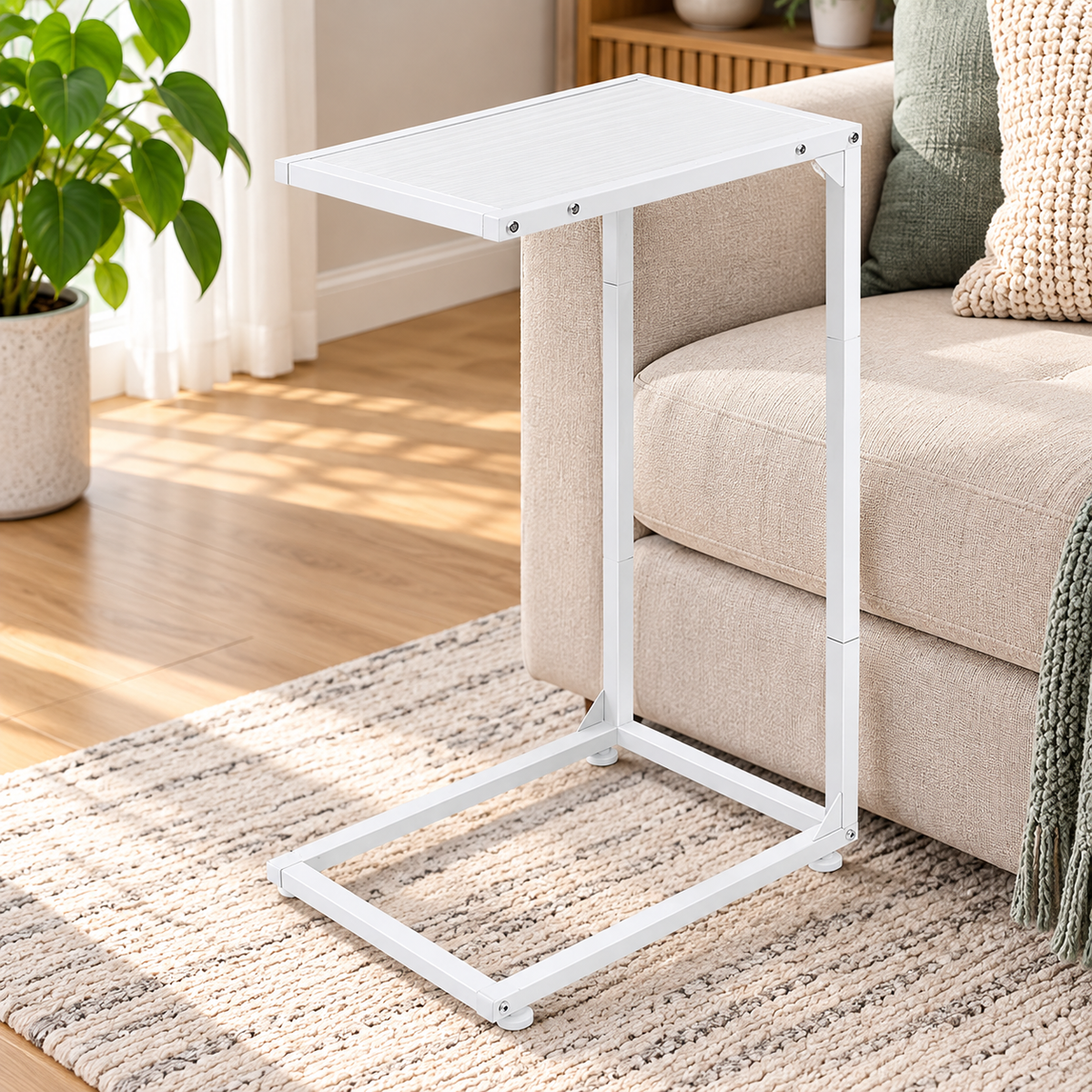 Slim C-Shaped Sofa Side Table